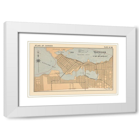 Vancouver Canada - White 1906 White Modern Wood Framed Art Print with Double Matting by White