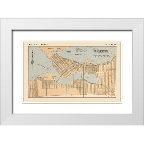 Vancouver Canada - White 1906 White Modern Wood Framed Art Print with Double Matting by White