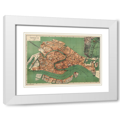 Venice Italy - Baedeker 1886 White Modern Wood Framed Art Print with Double Matting by Baedeker