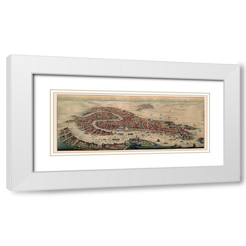 Venice Panoramic Italy - Mortier 1704 White Modern Wood Framed Art Print with Double Matting by Mortier