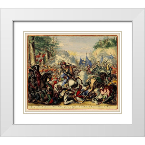Vienna Austria Siege 7 - DeHooghe 1683 White Modern Wood Framed Art Print with Double Matting by De Hooghe