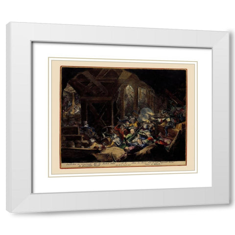 Vienna Austria Siege 8 - DeHooghe 1683 White Modern Wood Framed Art Print with Double Matting by De Hooghe