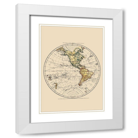 Western Hemisphere - Faden 1786 White Modern Wood Framed Art Print with Double Matting by Faden