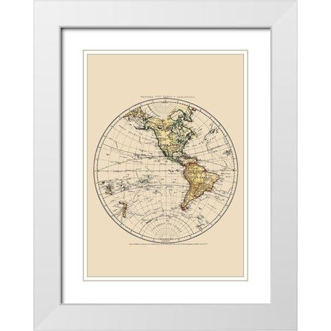 Western Hemisphere - Faden 1786 White Modern Wood Framed Art Print with Double Matting by Faden