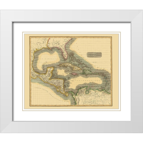 West Indies Caribbean - Thomson 1814 White Modern Wood Framed Art Print with Double Matting by Thomson