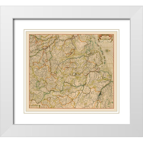 Westphalia Region Germany - De Wit 1688 White Modern Wood Framed Art Print with Double Matting by De Wit
