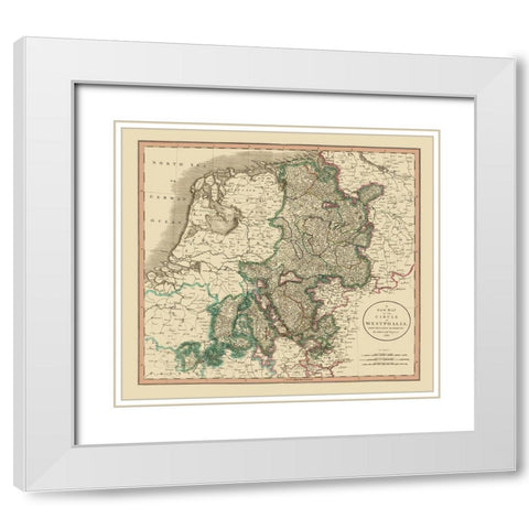 Westphalia Region Germany - Cary 1799 White Modern Wood Framed Art Print with Double Matting by Cary