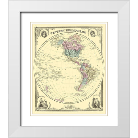 Western Hemisphere - Baskin 1876 White Modern Wood Framed Art Print with Double Matting by Baskin