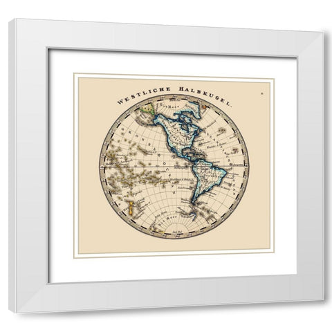 Western Hemisphere - Stieler 1852 White Modern Wood Framed Art Print with Double Matting by Stieler