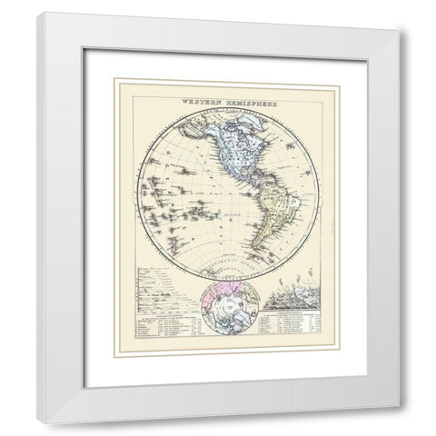 Western Hemisphere - Mitchell 1877 White Modern Wood Framed Art Print with Double Matting by Mitchell