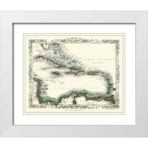 West Indies Islands - London Print 1860 White Modern Wood Framed Art Print with Double Matting by London Print