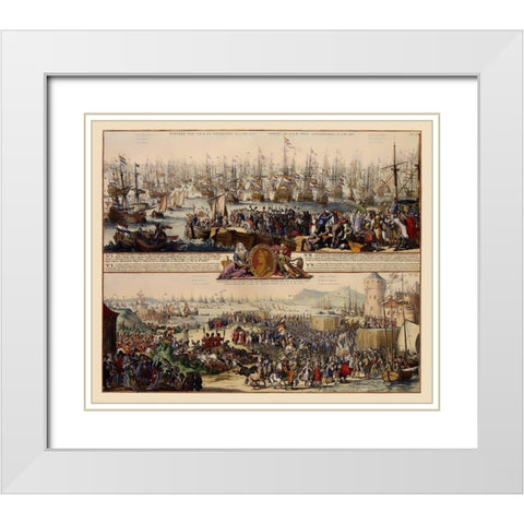 William III Netherlands to England - DeHooghe White Modern Wood Framed Art Print with Double Matting by De Hooghe