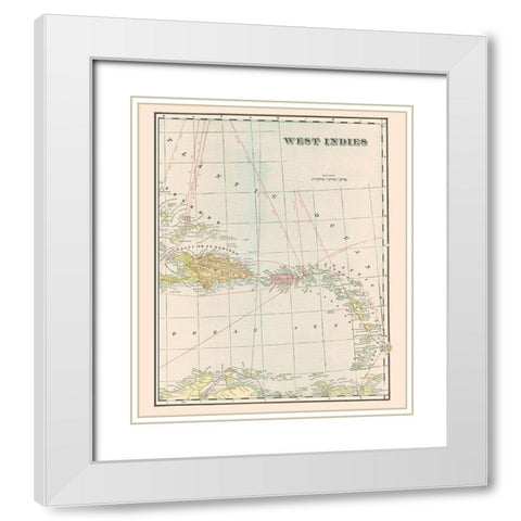 West Indies - Cram 1898 White Modern Wood Framed Art Print with Double Matting by Cram