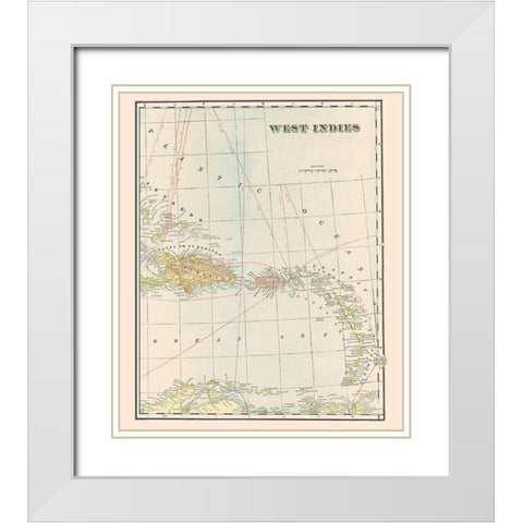 West Indies - Cram 1898 White Modern Wood Framed Art Print with Double Matting by Cram