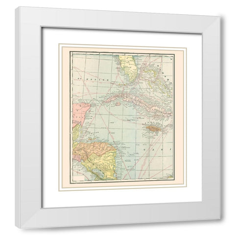 West Indies - Cram 1898 White Modern Wood Framed Art Print with Double Matting by Cram