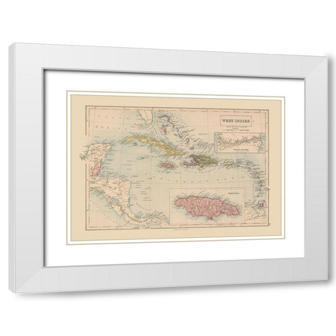 West Indies - Black 1867 White Modern Wood Framed Art Print with Double Matting by Black