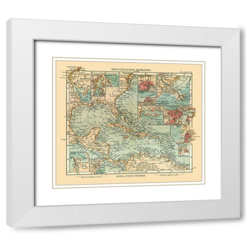West Indies - Perthes 1914 White Modern Wood Framed Art Print with Double Matting by Perthes