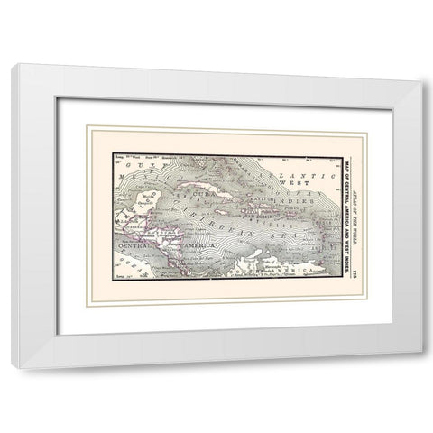 West Indies Central America - Alden 1886 White Modern Wood Framed Art Print with Double Matting by Alden