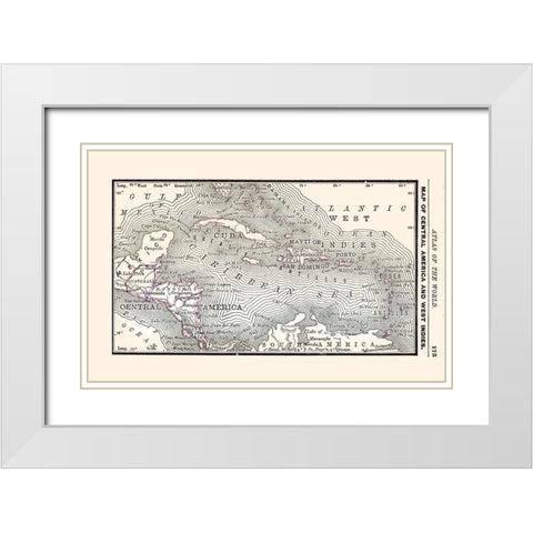 West Indies Central America - Alden 1886 White Modern Wood Framed Art Print with Double Matting by Alden