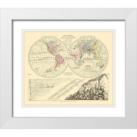 Great River Systems World White Modern Wood Framed Art Print with Double Matting by Unknown