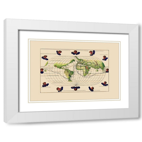 World - Agnese 1544 White Modern Wood Framed Art Print with Double Matting by Agnese, Battista