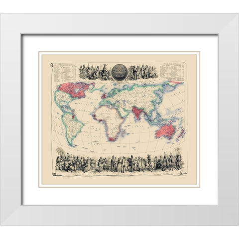 British Empire Throughout World - Fullarton 1864 White Modern Wood Framed Art Print with Double Matting by Fullarton