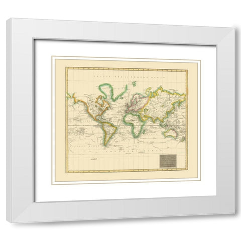 World Hydrographical Chart - Thomson 1814 White Modern Wood Framed Art Print with Double Matting by Thomson