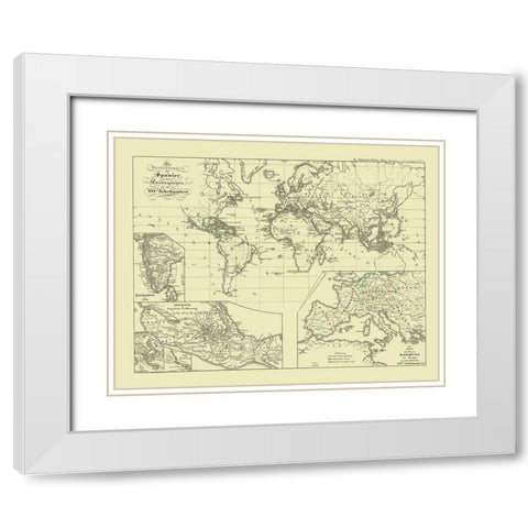 World - Spruner 1854 White Modern Wood Framed Art Print with Double Matting by Spruner