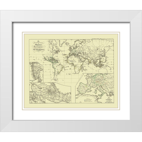 World - Spruner 1854 White Modern Wood Framed Art Print with Double Matting by Spruner