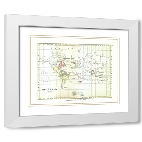 World in 1772 - Gardiner 1902 White Modern Wood Framed Art Print with Double Matting by Gardiner