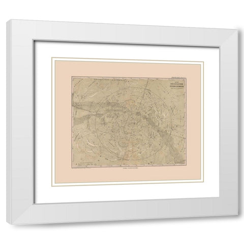 Northern Sky - Stieler 1885 White Modern Wood Framed Art Print with Double Matting by Stieler