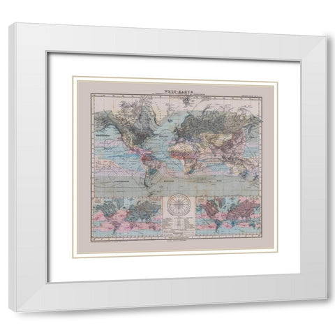 Wind Currents - Stieler 1885 White Modern Wood Framed Art Print with Double Matting by Stieler