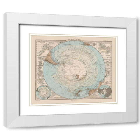 South Pole - Stieler 1885 White Modern Wood Framed Art Print with Double Matting by Stieler
