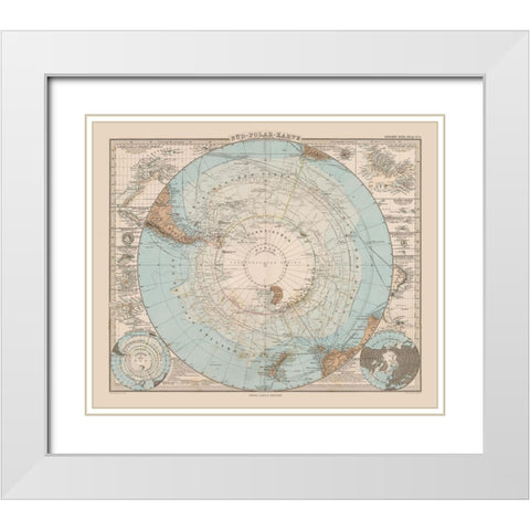South Pole - Stieler 1885 White Modern Wood Framed Art Print with Double Matting by Stieler
