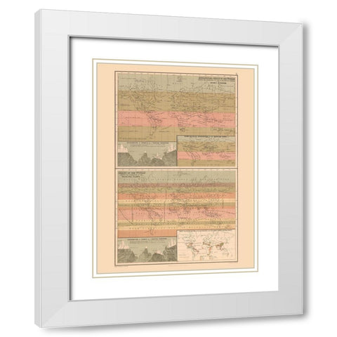Zoological Chart World - Black 1867 White Modern Wood Framed Art Print with Double Matting by Black