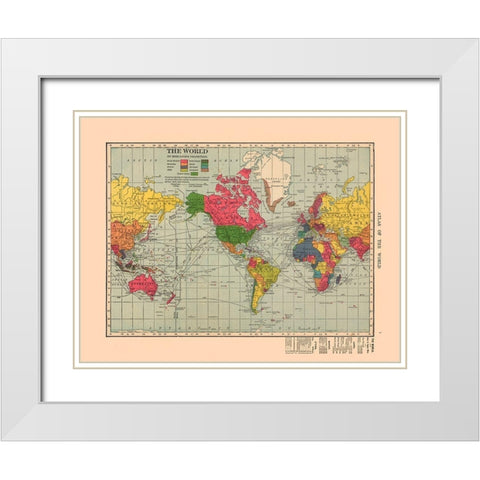 World - Hammond 1910 White Modern Wood Framed Art Print with Double Matting by Hammond