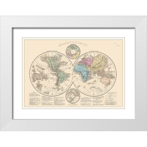 World - Drioux 1882 White Modern Wood Framed Art Print with Double Matting by Drioux