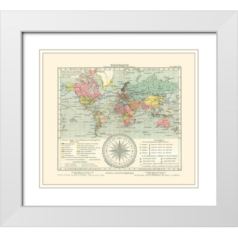 World - Perthes 1914 White Modern Wood Framed Art Print with Double Matting by Perthes