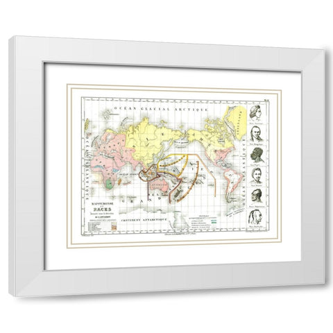World Races - Cortambert 1880 White Modern Wood Framed Art Print with Double Matting by Cortambert