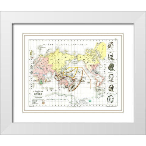 World Races - Cortambert 1880 White Modern Wood Framed Art Print with Double Matting by Cortambert
