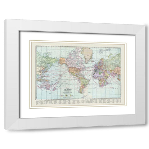 World - Reynold 1921 White Modern Wood Framed Art Print with Double Matting by Reynold