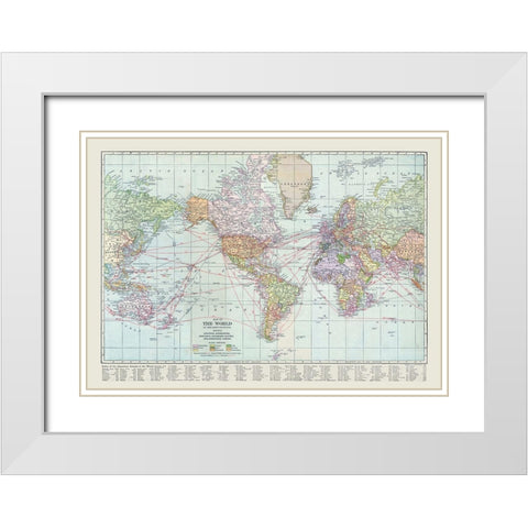 World - Reynold 1921 White Modern Wood Framed Art Print with Double Matting by Reynold