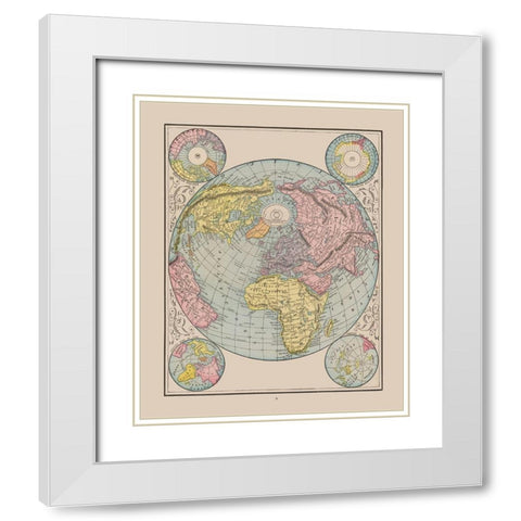 World - Cram 1892 White Modern Wood Framed Art Print with Double Matting by Cram