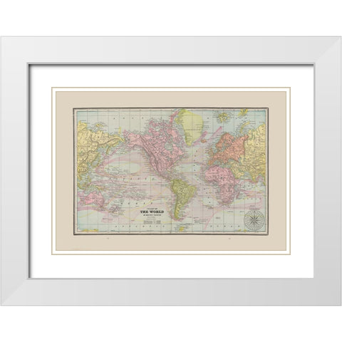 World Chart - Cram 1892 White Modern Wood Framed Art Print with Double Matting by Cram