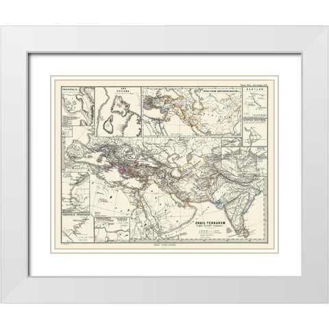 World Persian Time - Spruner 1865 White Modern Wood Framed Art Print with Double Matting by Spruner