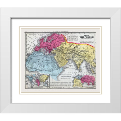 World as Known to Ancients - Mitchell 1844 White Modern Wood Framed Art Print with Double Matting by Mitchell