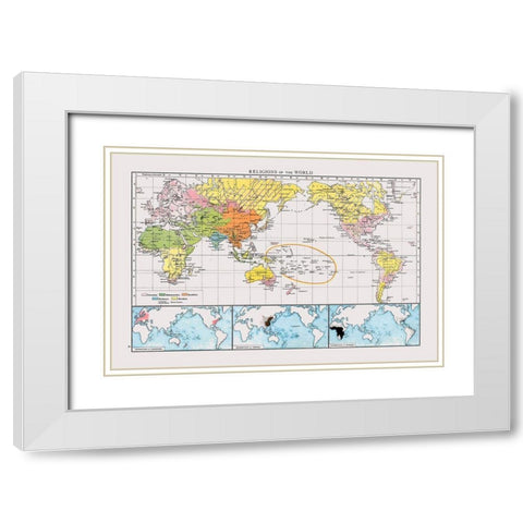 Religions of World White Modern Wood Framed Art Print with Double Matting by Unknown