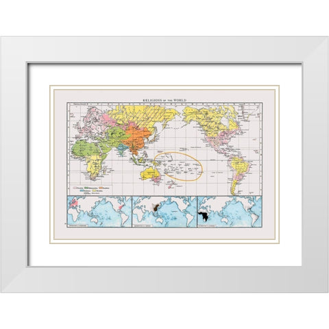 Religions of World White Modern Wood Framed Art Print with Double Matting by Unknown