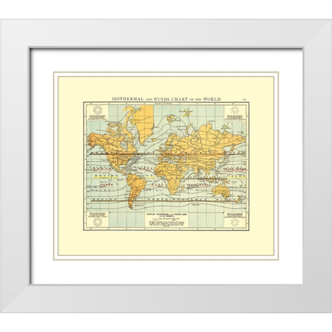 Isothermal with Wind Charts - Hoen 1896 White Modern Wood Framed Art Print with Double Matting by Hoen