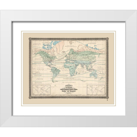 Minerals World - Johnson 1870 White Modern Wood Framed Art Print with Double Matting by Johnson